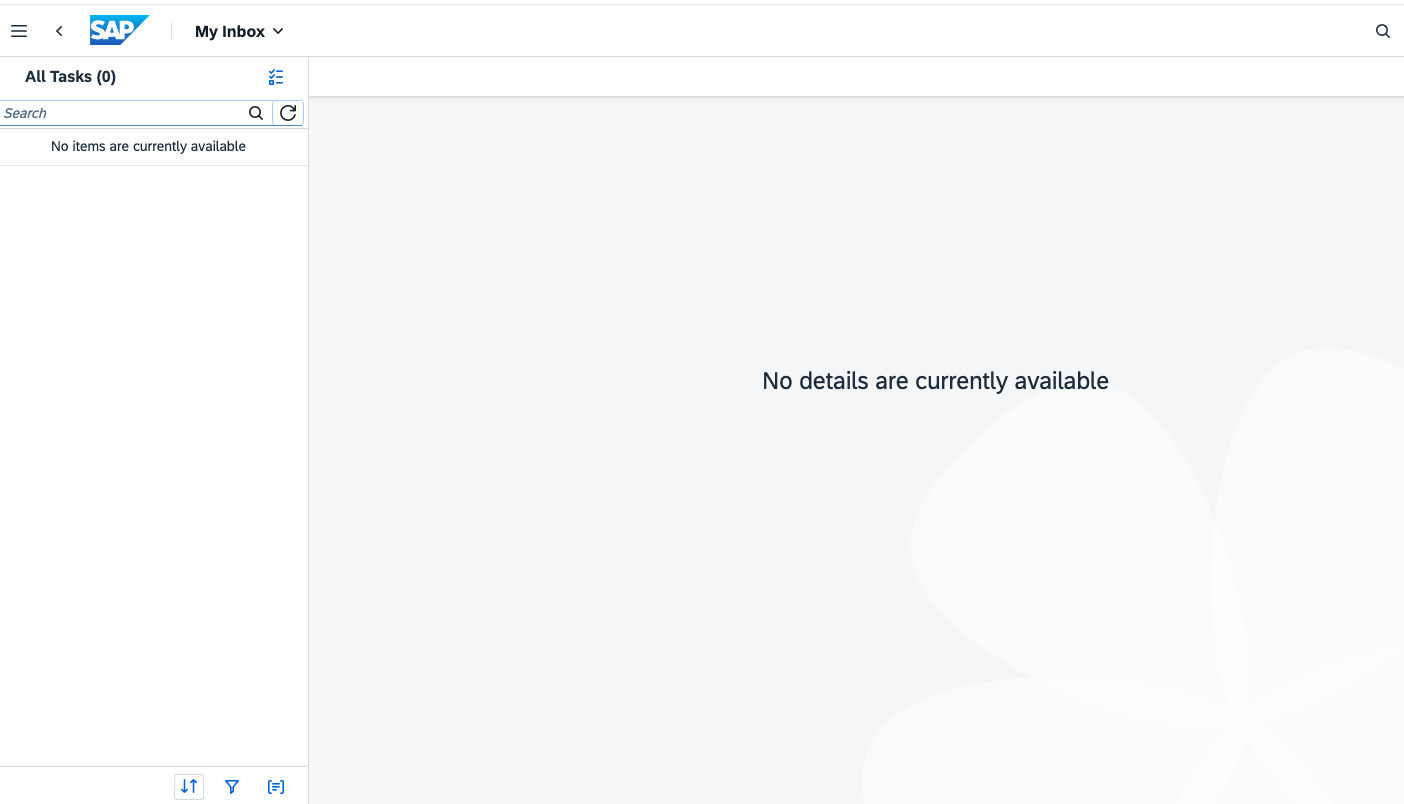 Empty inbox of the person who started the workflow