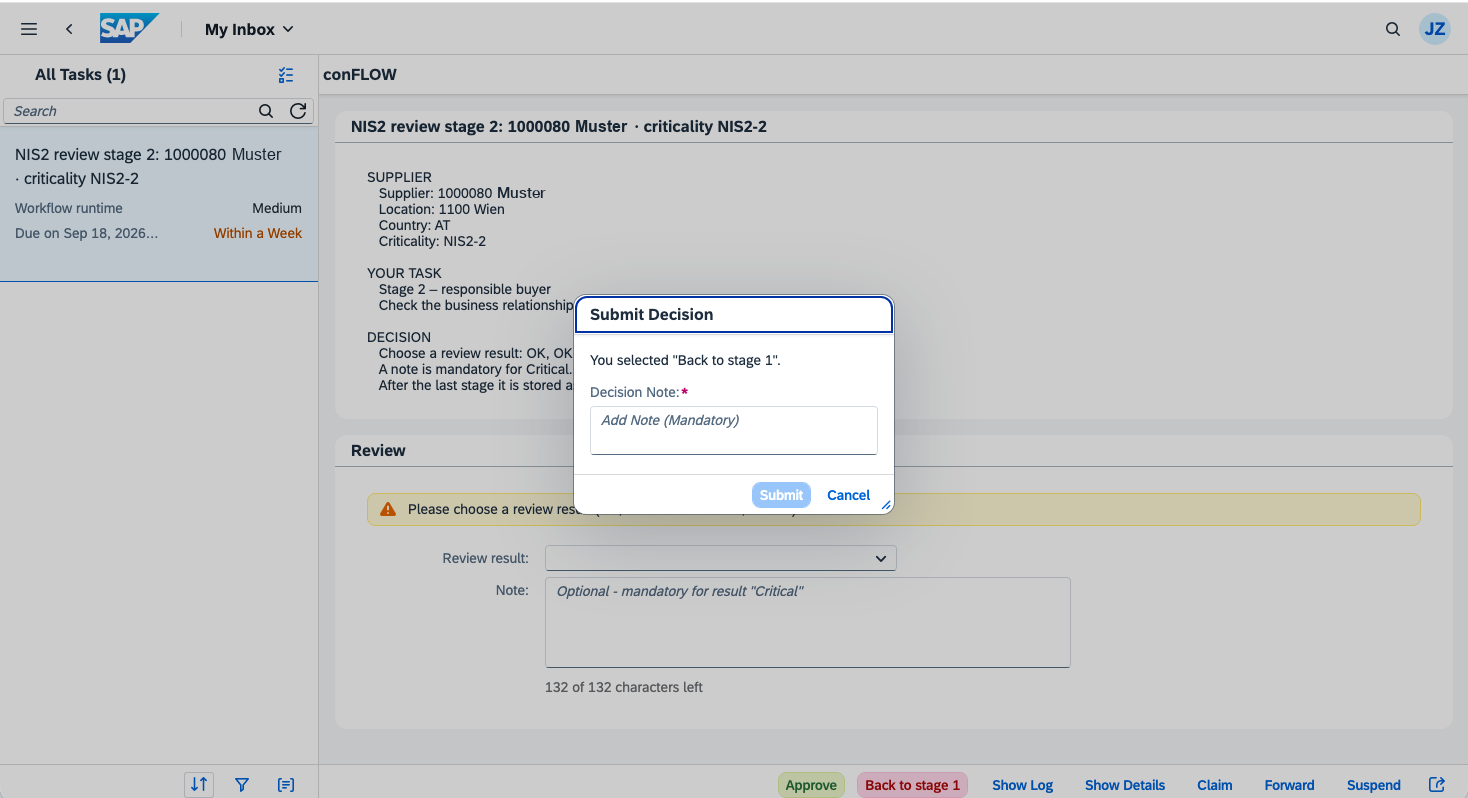 Fiori asks for a mandatory decision note