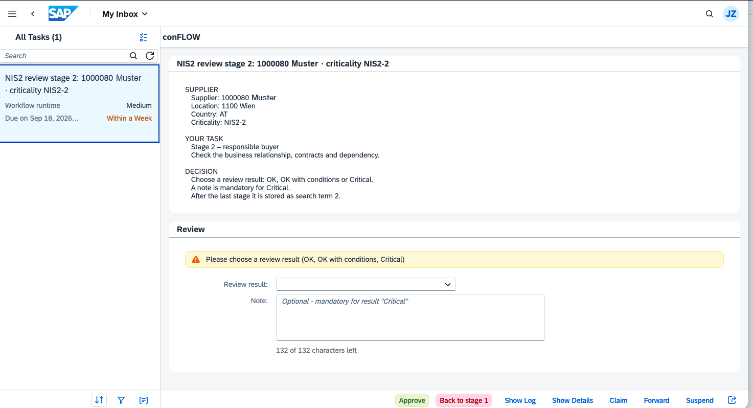 Stage 2 with an empty review panel